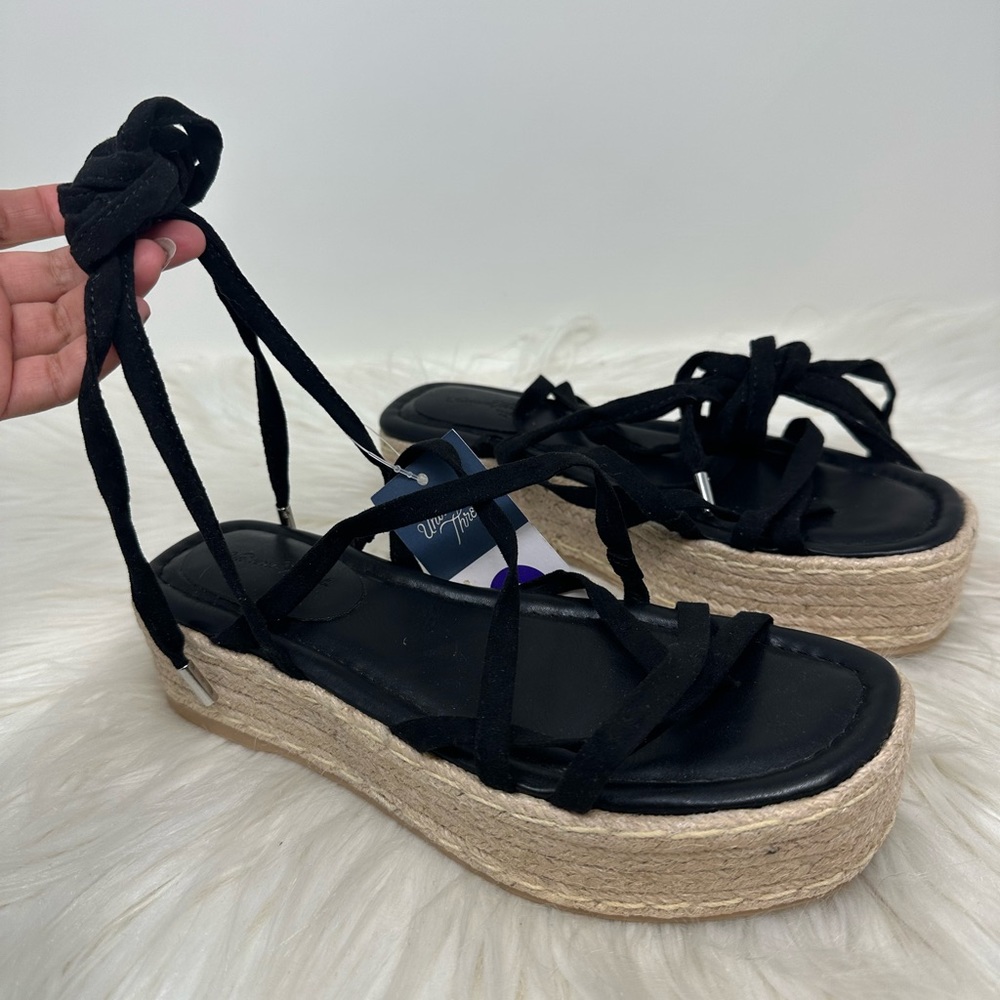 Universal Thread Donny Wedge Platform Heel Laced Espadrille Sandals - Picture 3 of 4